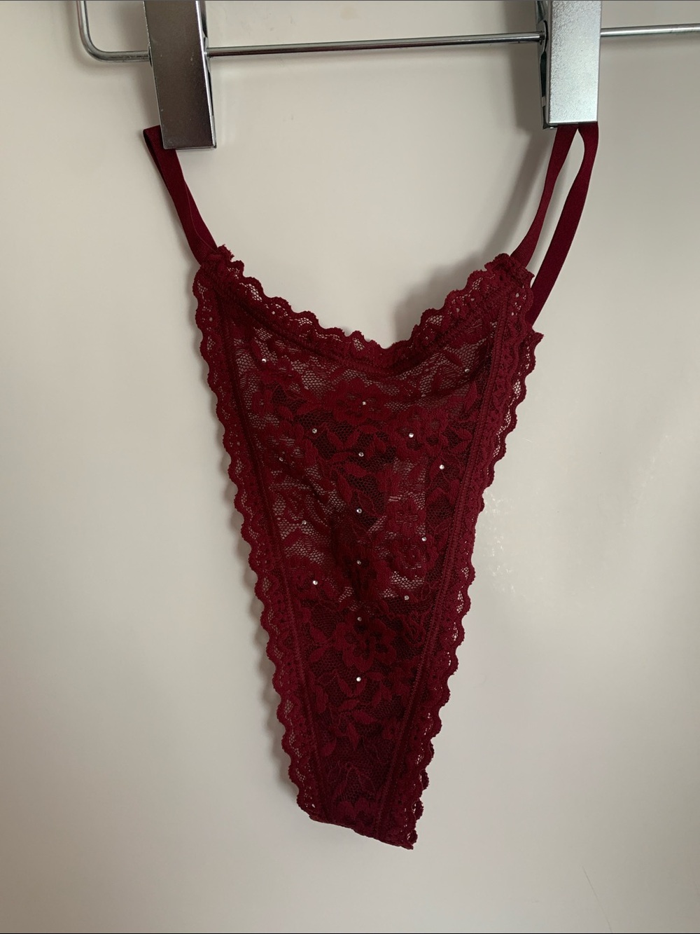 Victoria's Secret Burgundy Lace Thong Panty